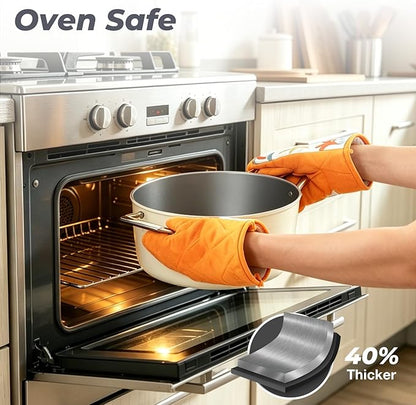 PekGema 16 Pcs Ceramic Cookware Sets, Pots and Pans Set Nonstick, Non Toxic Healthy Non stick Kitchen Cooking Set, PFAS PTFE PFOA FREE, Stay-Cool Handle,Dishwasher-Friendly,Oven-Safe