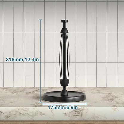 Paper Towel Holder Countertop, One-Handed Tear, Stainless Steel, Weighted Base, Black, Paper Towel Roll Holder Stand with Ratchet Mechanism for Kitchen Bathroom Farmhouse Essentials Decor Accessories - Image 6