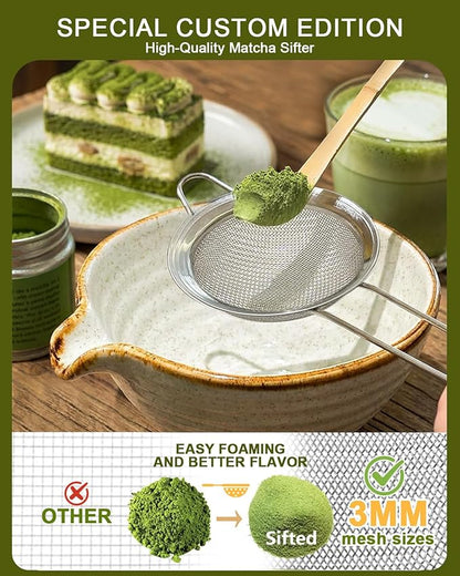 Vaiheng Matcha Whisk Set with Matcha Bowl, Matcha Whisk Holder Matcha Bamboo Whisks, Scoop, Sifter, Mothers Day Gifts for Women Mom Her Girl Friend Home Kitchen Decor Kit for Tea Enthusiasts - Image 4
