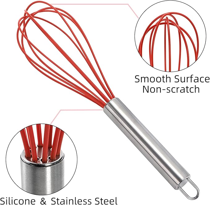 Cididu Set of 24 Silicone Whisk Bulk for Cooking, 10 In Wisking Tool Non Scratch, Flexible Rubber Whisks for Nonstick Pans, Kitchen Hand Whisk for Mother's Day Party Gifts, BPA Free Dishwasher Safe - Image 3