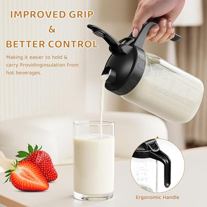 Breast Milk Pitcher, Mason Jar 32 oz, Wide Mouth Jar with Green Flip Cap Lid and Pour Spout, Heavy Duty Airtight Seal for Freshness and Convenience, Great for Cold Beverages and Home Entertaining - Image 3