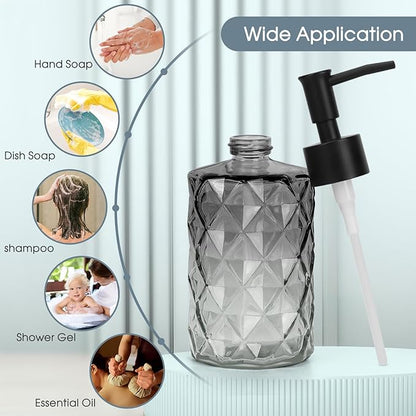 Topsky Glass Soap Dispenser with Plastic Pump, 330ml Liquid Hand Soap Dispenser, Rustproof Pump for Kitchen & Bathroom, Great for Lotions, Essential Oil, Liquid Soaps,Gradient Black - Image 6