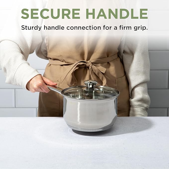 Ecolution Stainless Steel Sauce Pan, Encapsulated Induction Ready Cooking Pot with Glass Lid, Oven Safe, Dishwasher Safe Soup Pot, 3-Quart - Image 6