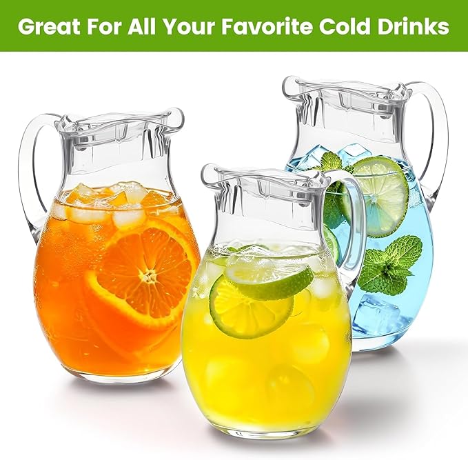 Small Clear Plastic Pitcher with Lid (72 oz), Unbreakable Water Pitcher with Handle, Fridge Jug, BPA-Free, Shatter-Proof, Great for Iced Tea, Sangria, Lemonade, Juice, Milk, and More - Image 8