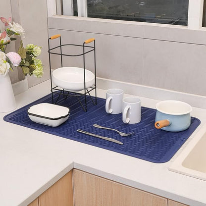 MicoYang Silicone Dish Drying Mat for Multiple Usage,Easy clean,Eco-friendly,Heat-resistant Silicone Mat for Kitchen Counter or Sink,Refrigerator or Drawer Liner Navy Blue 4XL 32 inches x 18 inches - Image 6