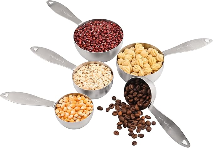 Measuring Cups and Spoons, 12 Piece Metric & US 18/8 Stainless Steel Measuring Cup and Spoon Set, Dry Metal Measuring Cups Spoons & Leveler & Measure Equivalents for Kitchen & Baking - Image 4