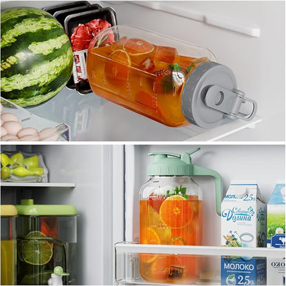 Glass Mason Jar Pitcher, 64 oz Wide Mouth Jug with Pour Spout Handle Lid for Cold Brew Coffee, Ice Beverage, Iced Juice, Lemonade, Sun Tea, Fruit Drinks Container(Green) - Image 5