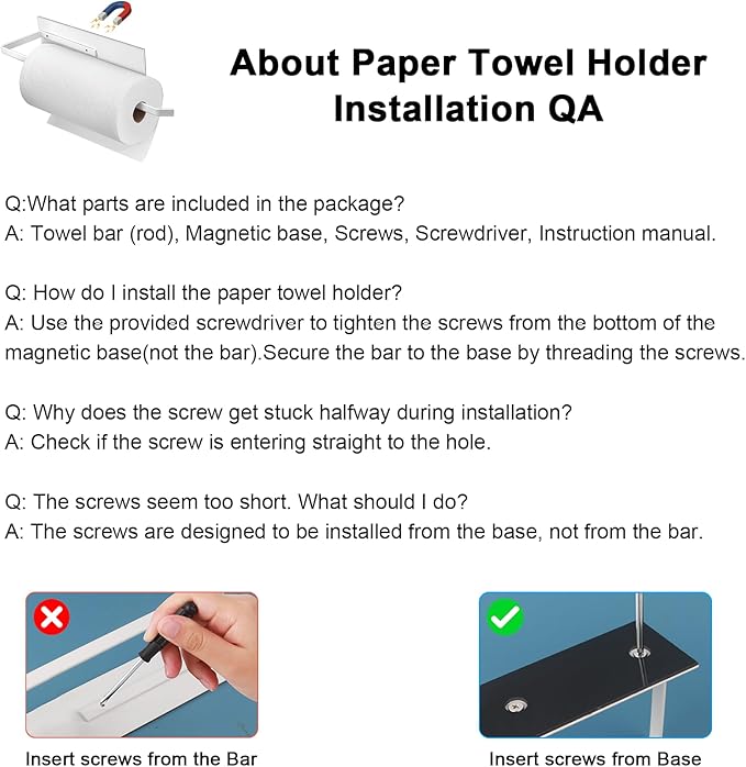 Magnetic Paper Towel Holder for Fridge, Toilet Paper Roll Holder Magnetic Paper Towel Rack Wall Mount Fridge Organizer for Papers Towels Roll Bathroom Toilet Garage RV Decor Kitchen Organization White - Image 8