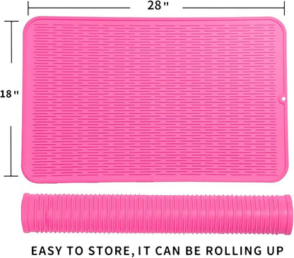 MicoYang Silicone Dish Drying Mat for Multiple Usage,Easy clean,Eco-friendly,Heat-resistant Silicone Mat for Kitchen Counter or Sink,Refrigerator or Drawer Liner Rose 3XL 28 inches x 18 inches - Image 2