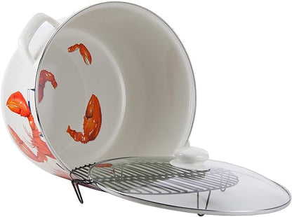 Golden Rabbit Enamelware Soup or Stock Pot, 18 quart, Lobster