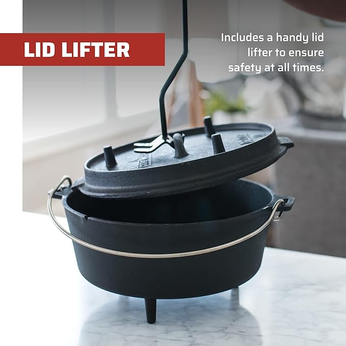 Camp Chef DO-12 Pre Seasoned Cast Iron Dutch Oven, Black - Image 7
