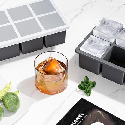 Large Ice Cube Tray for Whiskey: FDDBI Big Square Ice Cube Maker for Cocktail - 3Pack Silicone Old Fashioned Ice Cube Trays - 2inch Huge Cubed Ice Trays for Whisky - Image 2