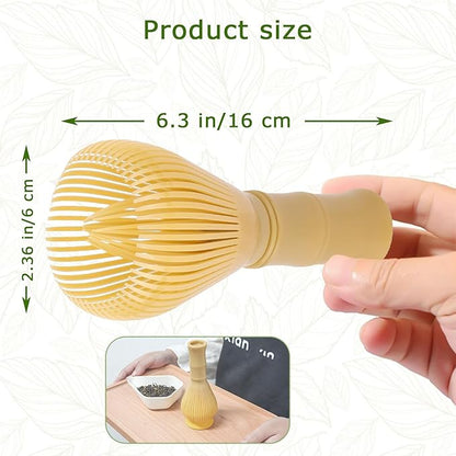Matcha Whisk, Reusable Plastic Ceramic Matcha Whisk Easy to Clean Stirring Tool for Japanese Matcha Green Tea Ceremony (Yellow)