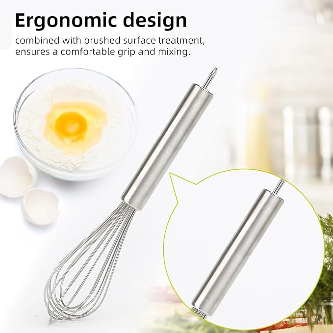 Stainless steel Small whisk for cooking, whisk is crafted with 8 thicker wire diameters, solving the problem that ordinary whisks tend to bend or break during vigorous mixing.(8 inches) - Image 5