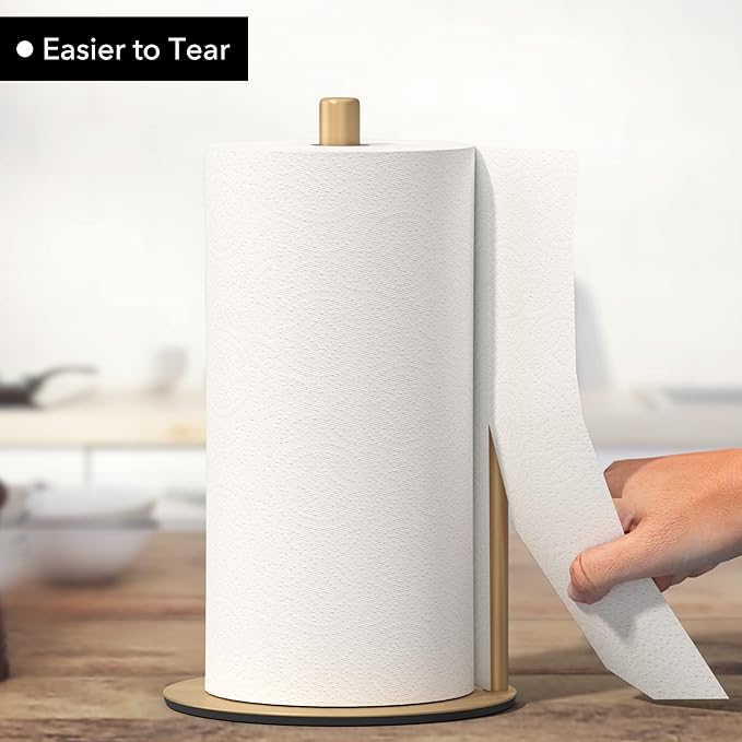 Paper Towel Holder Gold, Premium Stainless Steel Kitchen Roll Dispenser, Countertop Roll Organizer - Image 3