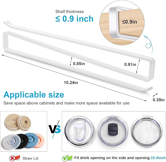 2pack Tumbler Lid Organizer for Corner Cabinets, Space-Saving Cup Holder, Water Bottle Accessories Storage，Kitchen Storages Organization Solution, No Adhesive or Drilling Needed up to 24 Lids (white) - Image 2