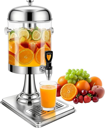 2.2 Gallon Beverage Dispenser with Stand, Drink Dispenser for Parties, Stainless Steel Juice Dispensers with Spigot,Ice Core and Tray,Cold beverage dispenser for Parties, Buffet Cafeterias, Homes