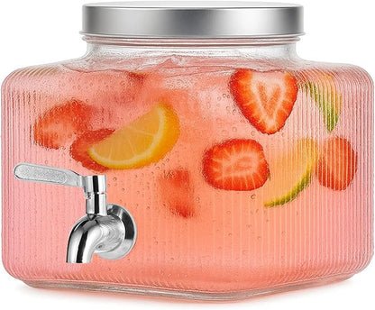 1 Gallon Drink Dispensers for Parties,Beverage Dispenser for Fridge with Leakproof Stainless Steel Spigot, Ideal for Water, Lemonade, Juice, Iced Tea by FUREEY