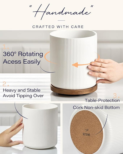 getstar Extra Large Rotating Utensil Holder for Kitchen Counter, 7.9" Ceramic Utensils Crocks Set for Countertop Large & Small Utensil Organizer for Spatula Farmhouse Kitchen Decor - Image 4