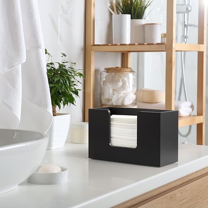 Paper Towel Dispenser Countertop, Wooden Bathroom Paper Towel Holder, Black Napkin Holder for Kitchen, Countertop Multifold C-Fold, Z-Fold, Trifold Paper Hand Towel Dispenser for Bathroom Toilet - Image 5
