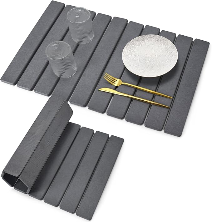 Large Stone Dish Drying Mats for Kitchen Counter, 24"(L)×16"(W) Collapsible Quick Dry Dish Drying Mat, Eco-Friendly Absorbent Diatomaceous Earth Mat for Dishes Bottles Cups, Match Any Countertop by Unknown