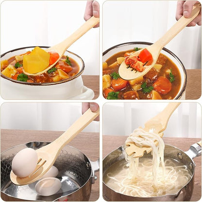 [7-PCS] Wooden Spoons for Cooking is for All Kitchen. Made From Bamboo Wood, Wooden Spatula & Wooden Spoon 11.8 in. and Non-Stick Surface, Suitable for Home & Chef Use or Gift for Someone Special. - Image 4