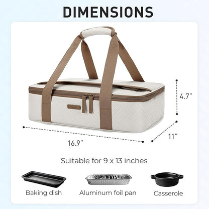 TOURIT Food Warmer Heated Casserole Carrier Electirc 12V 110V Portable Food Warmer Insulated Casserole Carrier for Fits 9" x 13" Baking Dish - Image 2