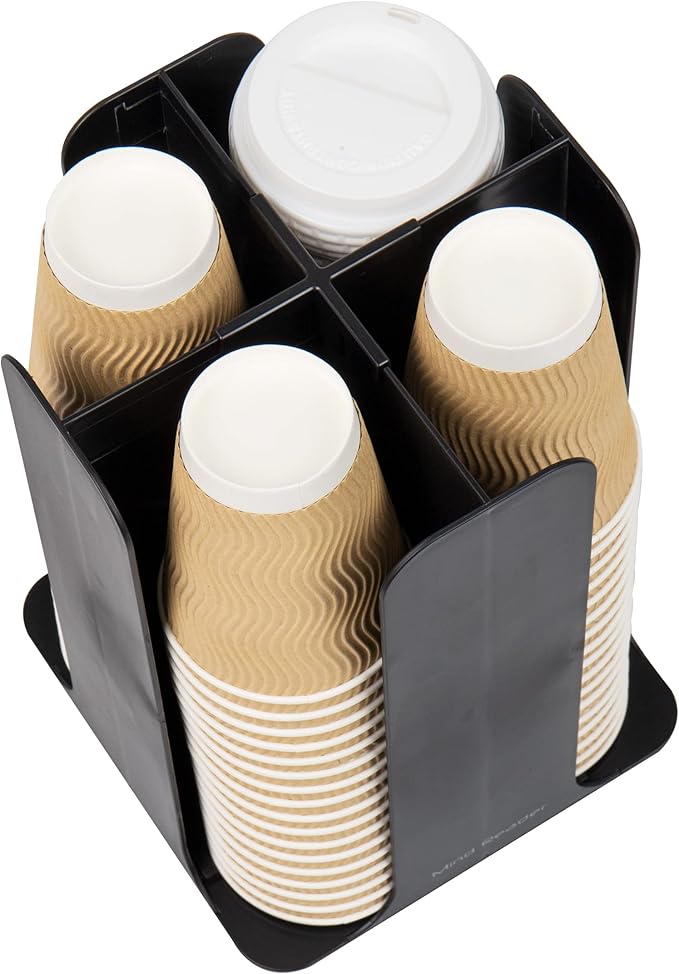 Mind Reader Cup and Lid Carousel, Countertop Org, Coffee Bar, Beverage Cup Holder, Plastic, 7.75"L x 7.75"W x 11.5"H, Black - Image 5