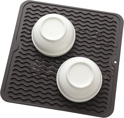 MicoYang Silicone Dish Drying Mat for Multiple Usage,Easy clean,Eco-friendly,Heat-resistant Silicone Mat for Kitchen Counter or Sink,Refrigerator or Drawer liner Coffee M 12 inches x 12 inches - Image 8