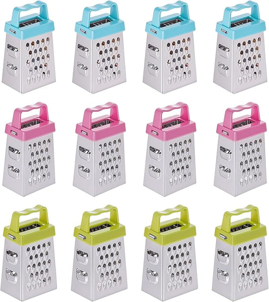 12 Pcs Mini Cheese Grater Stainless Steel Box Grater Professional Fine Coarse Handheld Slicer with 4 Sides Small Lemon Safe Zester Shredder for Kitchen Ginger Vegetable Potatoes Food by Unknown