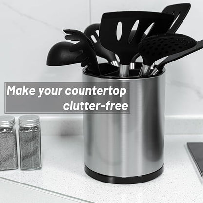 Kitchen Utensil Holder for Countertop 360° Rotating Utensil Caddy Extra Large Utensil Crock Cooking Utensil Holder for Kitchen Counter - Image 8
