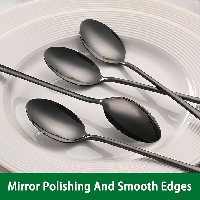 7.5 Inches Black Coffee Stirring Spoons Set,Set Of 8 Stanless Steel Iced Teaspoons,Long Handle Mixing Spoons For Cocktail And Sundae,Long Ice Cream Spoons - Image 3