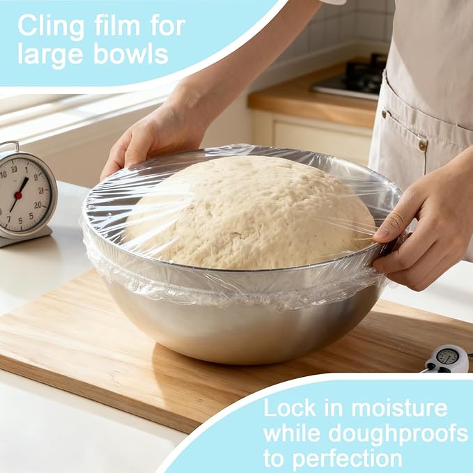 300pcs Plastic Bowl Covers Food Cover, Food Fresh Keeping Bags Elastic Reusable Plastic Stretch Elastic Food Storage Covers Kitchen Dining Plate Bread Proofing Universal Kitchen Wrap (White-L) - Image 7