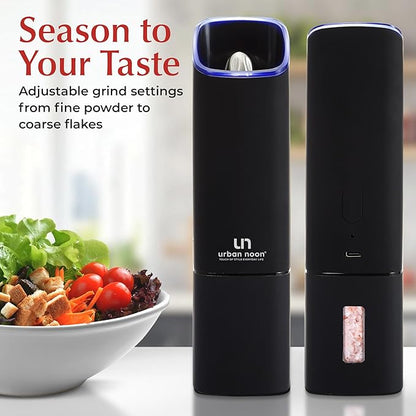 Automatic Salt and Pepper Grinder Set - Rechargeable Electric Salt and Pepper Shakers with Adjustable Coarseness, LED Light, One-Handed Use, Gravity Salt Grinder and Electric Pepper Mill - Image 6
