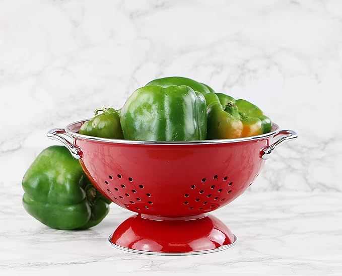 Calypso Basics by Reston Lloyd Powder Coated Enameled Colander, 3 Quart, Red