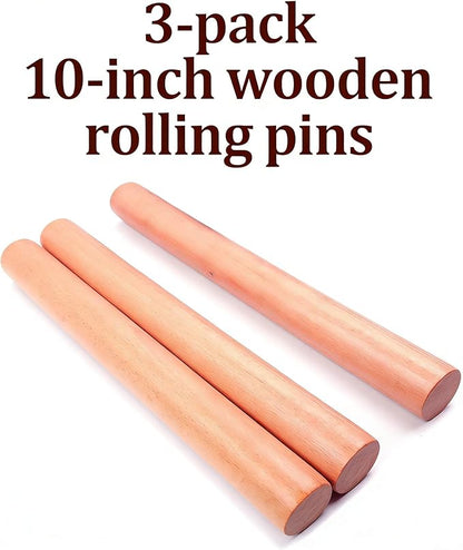 3-Pack 10-Inch Wooden Rolling Pins – Classic 1-Inch Diameter Baking Tools for Dough & Pastry - Image 4