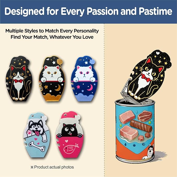 Mothers Day Gift Ring Pull Can Opener for Soda Food Cat Cans Easy Open Tool for Weak Hands Arthritis Seniors Long Nails Magnetic Portable with Lanyard Dishwasher Safe Black and Gold Kitty