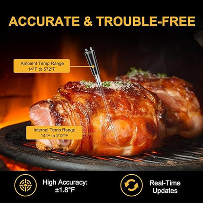 EIHO Wireless Bluetooth Meat Thermometer with 2 Ultra-Thin Probes, Smart Digital Food Thermometer 600FT Remote Range, Standalone Smart Base for Grill Smoker Roast Oven, Cooking Gifts - Image 4