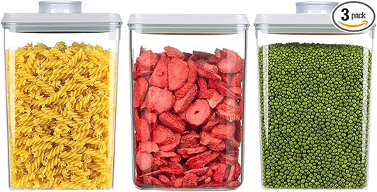Melovom Pop Food Storage Containers Airtight Food Storage Containers Set with Lids Kitchen Pantry Organization and Storage, Stackable, BPA Free, 3 x 1.2Qt by Melovom