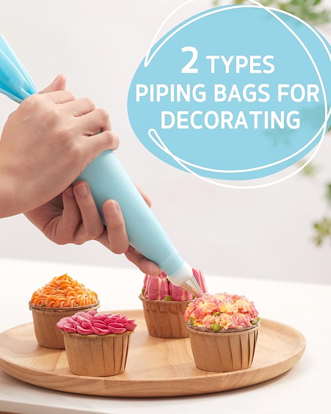 Syntus 65 PCs Cake Decorating Kit with Cake Stand Turntable, Cake Baking Supplies 30+1 Piping Bags, 24 Piping Tips, Offset & Straight Spatulas, 3 Scrapers, Leveler, 2 Couplers & 1 Tips Brush - Image 6
