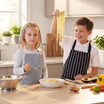 2 Pack Stripes Kids Apron, Kids Cooking Aprons with 2 Pockets, Cute Aprons for Cooking for Boys and Girls