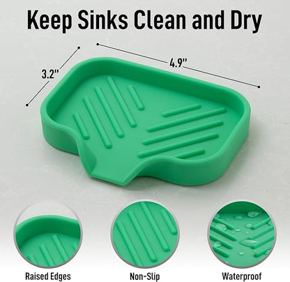 Zulay Kitchen Small Silicone Sponge Holder (4.9x3.3”) – Space-Saving Sink Organizer Tray for Sponge, Soap, Brush & More – Compact Non-Slip Dish for Kitchen & Bathroom (Carnival Glass) - Image 4