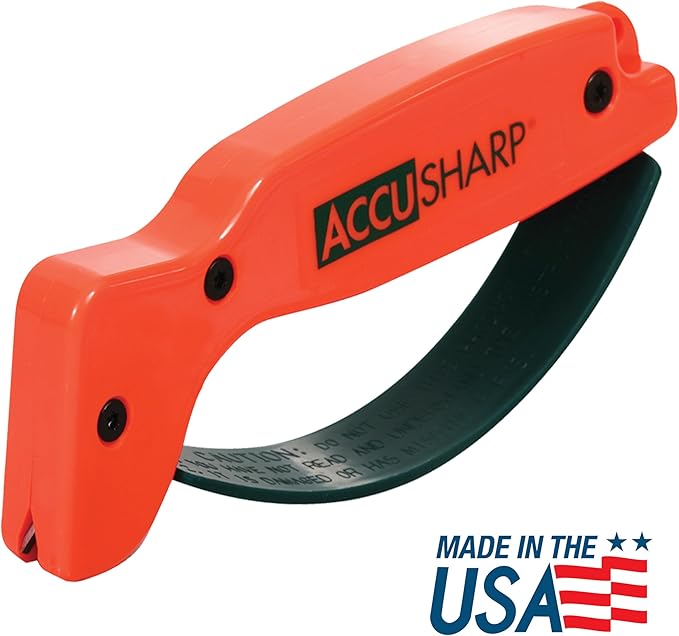 AccuSharp Knife Sharpener, Ergonomic Comfortable Handle, Compact & Easy to Use, Restore and Hone Straight & Serrated Knives, Blaze Orange - Image 2
