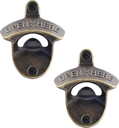 Retro Bottle Opener Wall Mounted, Antique Bronze Table Mounted Beer Cap Opener Stainless (2 Packs) by Wallmountedbottleopener