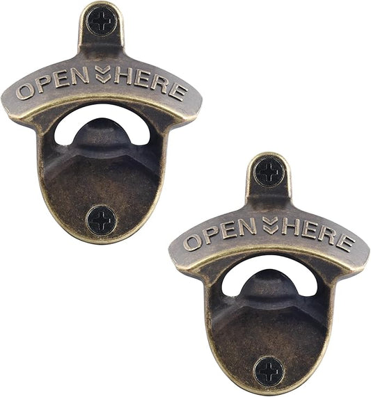 Retro Bottle Opener Wall Mounted, Antique Bronze Table Mounted Beer Cap Opener Stainless (2 Packs) by Wallmountedbottleopener