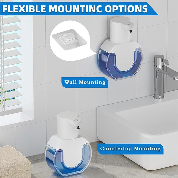 2Pack Automatic Soap Dispenser Touchless, Rechargeable Foaming Soap Dispenser,15oz/420ml Smart Hand Soap Dispensers,4-Level Adjustable,Wall Mount for Bathroom Kitchen Dish Soap(White, Foam) - Image 5