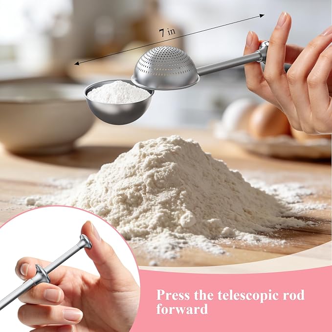 Biscuit Cutter Set, Stainless Steel Flour Sifter, Pastry Cutter, Pastry Scraper and Dough Blender, Flour Sieve for Quick Sifting Cakes and Spices, Professional Baking Dough Tools (4 Set) - Image 3
