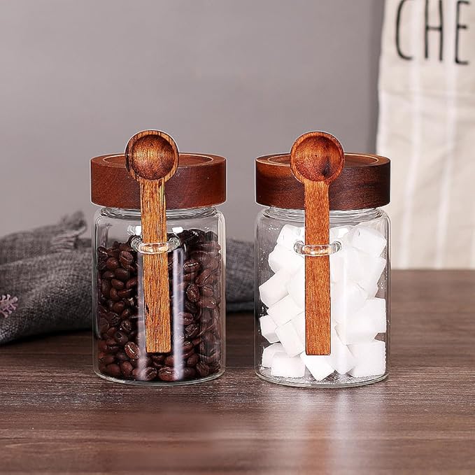 SAIOOL Sugar Jar with Lid and Spoon Set of 2, 16 OZ Tea Canisters for Loose Tea Jars with Screw Mouth, Coffee Container for Ground, Retro Style Truly Airtight - Image 8