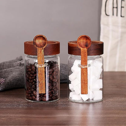 SAIOOL Sugar Jar with Lid and Spoon Set of 2, 16 OZ Tea Canisters for Loose Tea Jars with Screw Mouth, Coffee Container for Ground, Retro Style Truly Airtight - Image 8