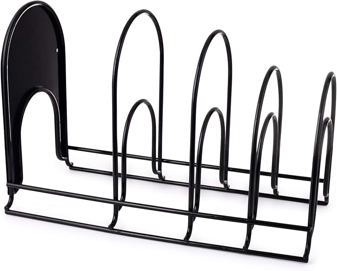 Cuisinel Heavy Duty Pots and Pans Organizer - Extra Large 5-Tier Rack - Holds Cast Iron Skillets, Dutch Oven - Durable Construction - Space Saving Kitchen Storage - No Assembly Required - Black 15.4" - Image 7